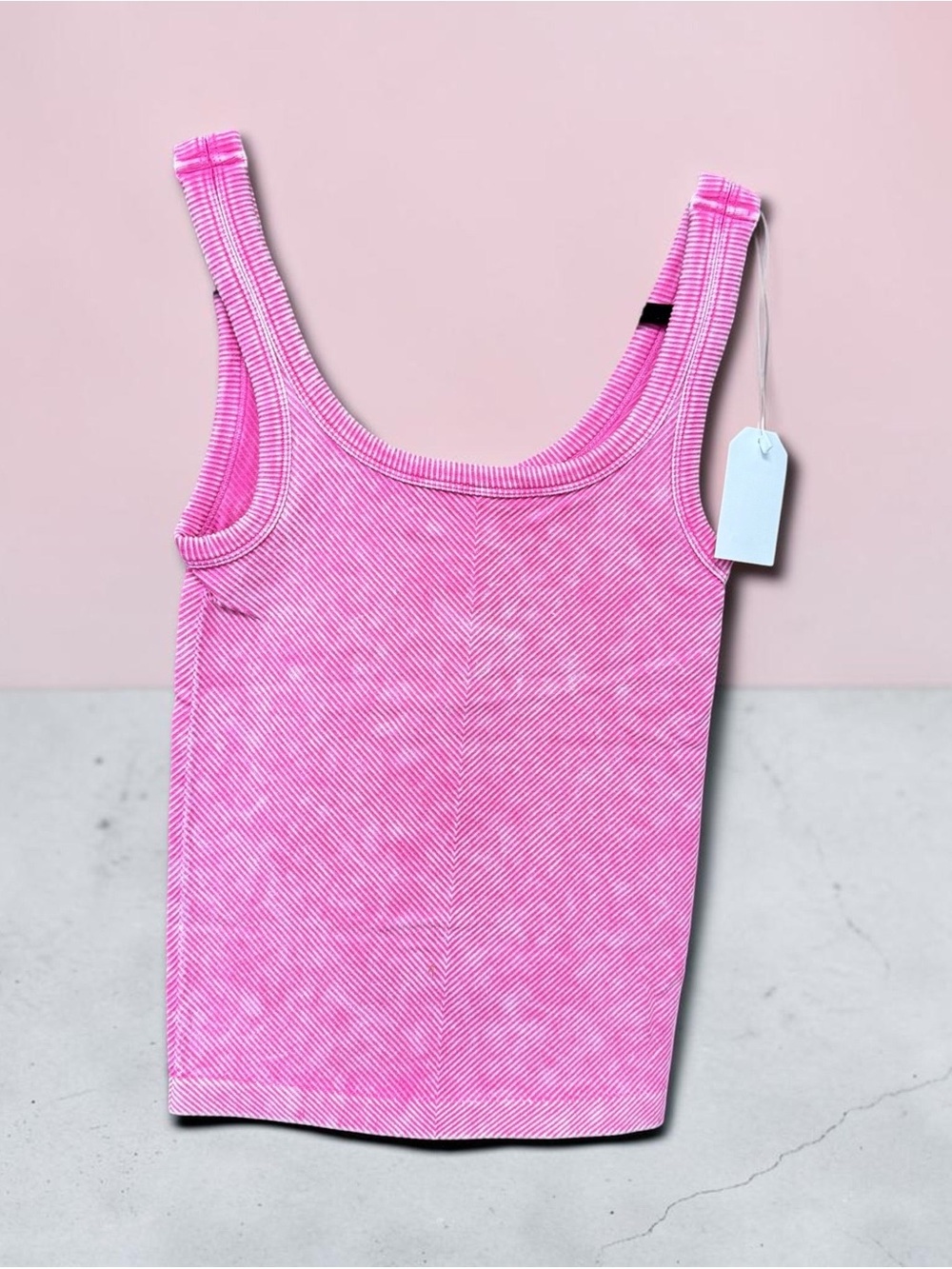 Zenana Outfitters Pink Ribbed Tank Top